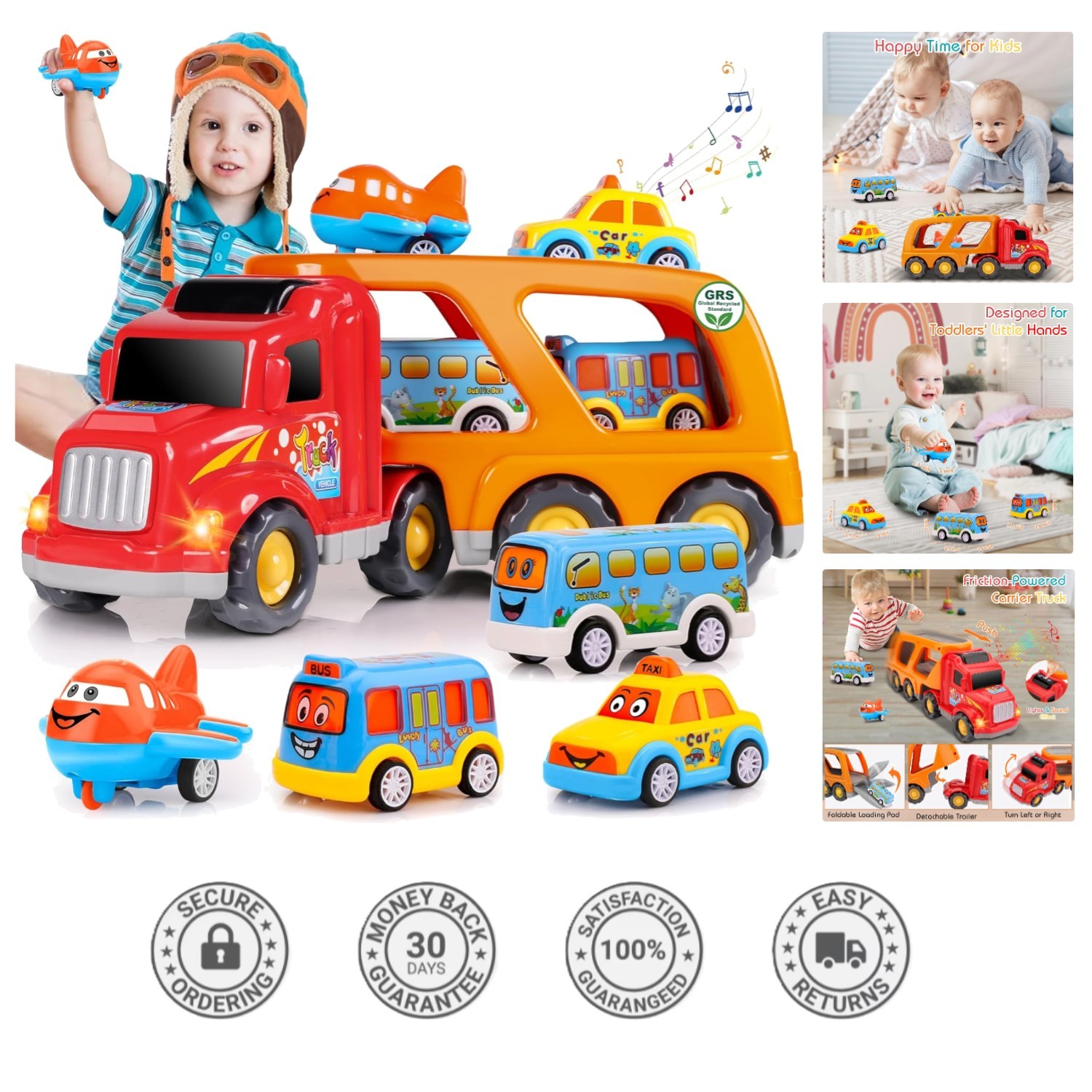 Portable Carrier Truck Playset: Creative 5-in-1 Toddler Toy Gift for Age 1-3