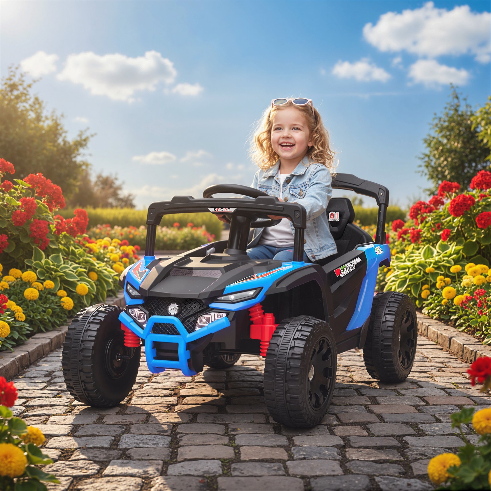 12V Kids Ride On Truck with Dual Motors for 3-5 Boys Girls, Blue