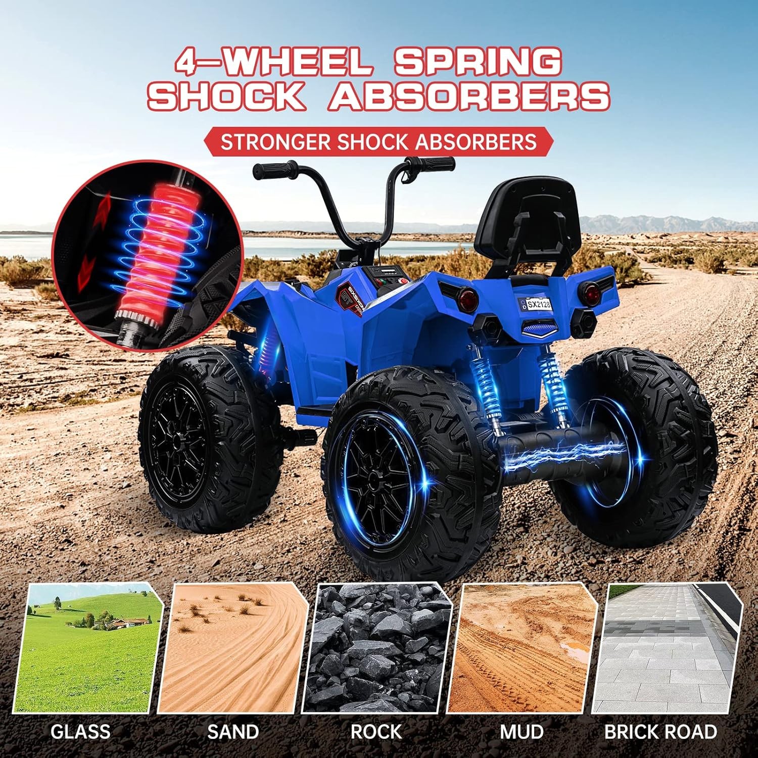 Kids ATV 24V Ride on Car 4WD Quad Electric Vehicle 4x80W 7AHx2 Battery LED Toy