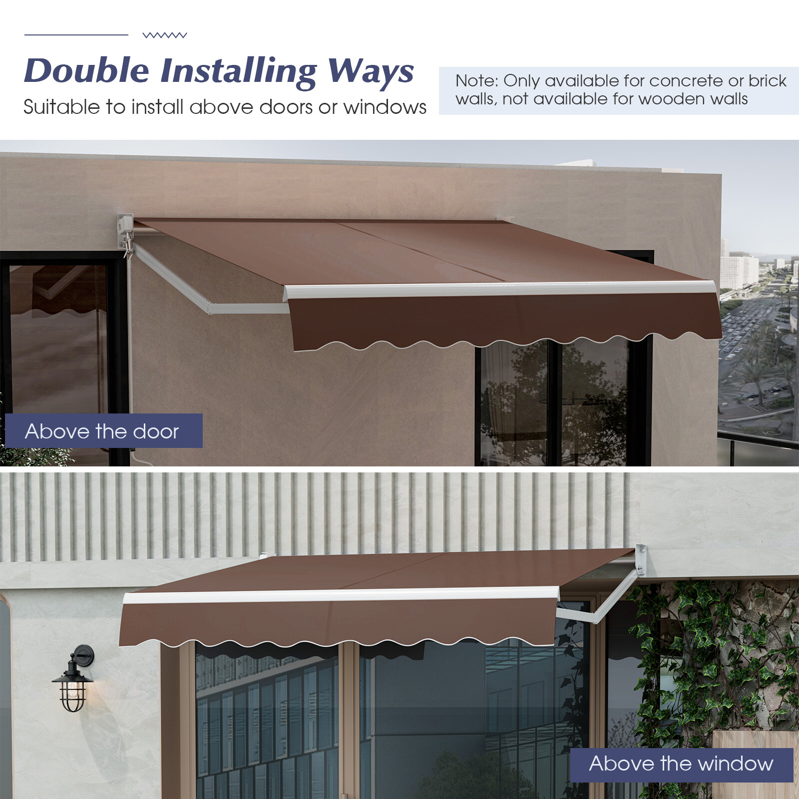 Topbuy 8’×6.6′ Retractable Awning W/ Aluminum Frame Sun/Water Protection W/ PA
