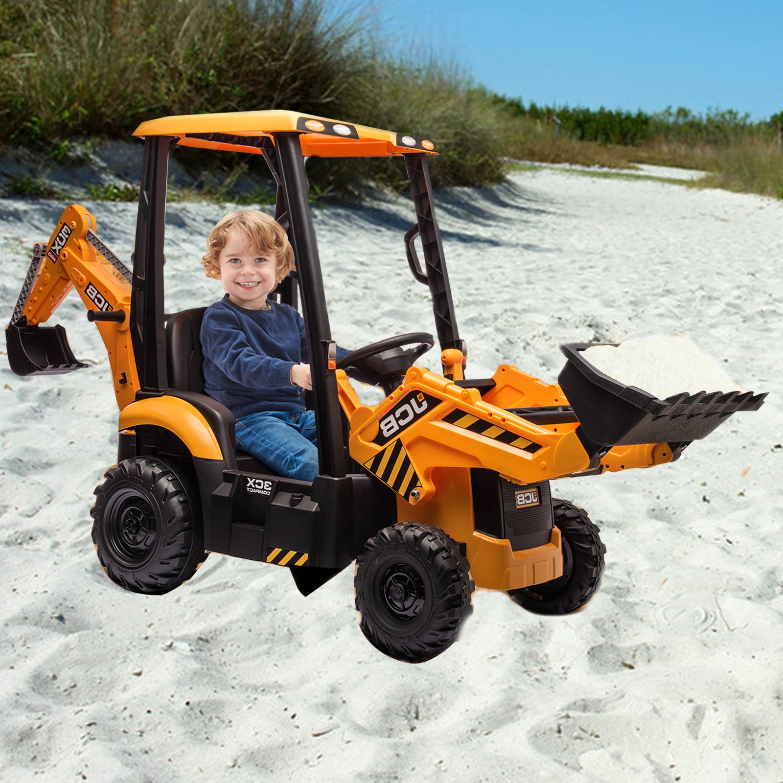 Ride on Tractor,Excavator & Bulldozer,Electric Vehicle w/ RC,Loader, Digger,Horn