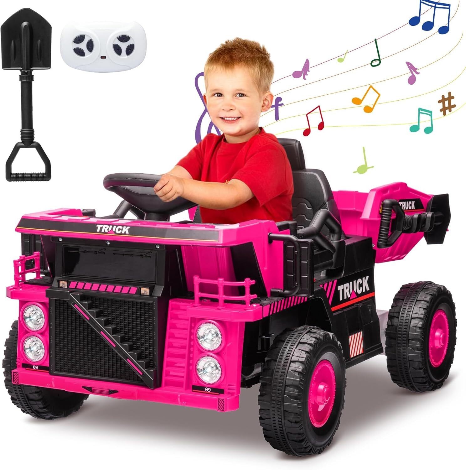 12V Ride On Dump Truck, Ride On Car Toy With Remote Control, Electric Dump Bed