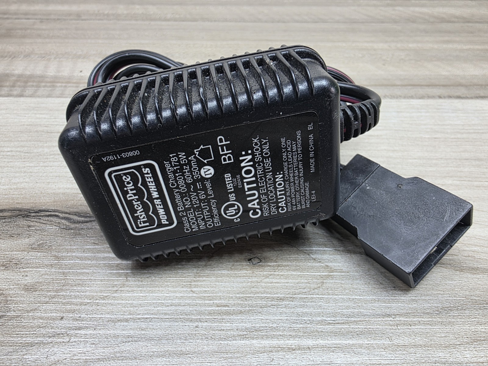 Genuine Fisher Price Power Wheels 00803-1192A Class 2 Battery Charger 6V Oem