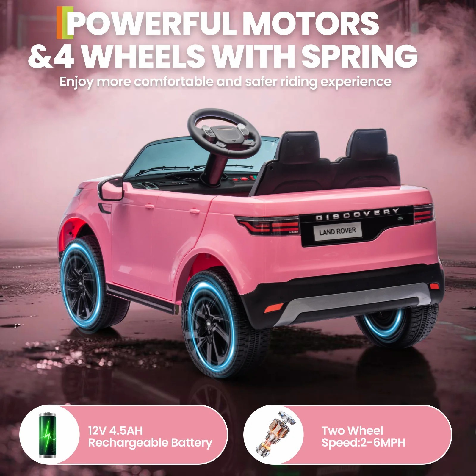 Garvee 12V Land Rover Style Ride On Car W/Remote 3 Speed Dual Motor Pink For Kid