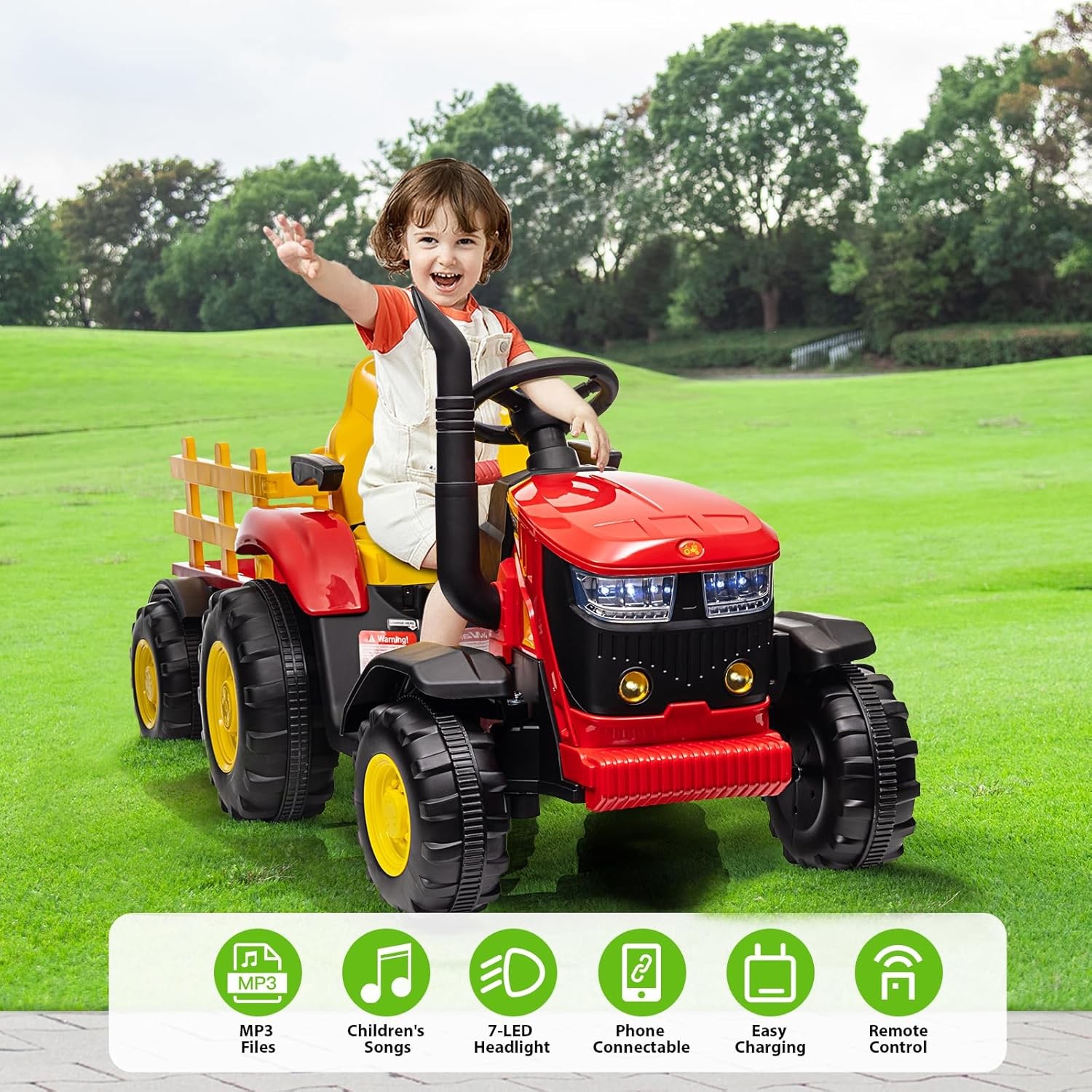 Electric Kids Tractor Ride-on Toy,Children’s Battery-Powered Vehicle,12v 7AH