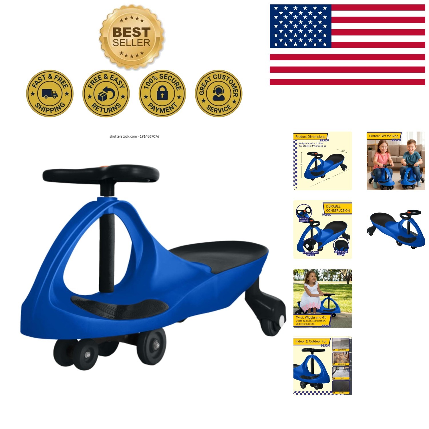 Lil’ Rider Wiggle Car – Safe, Active Toy for Toddlers – Easy Indoor/Outdoor Fun