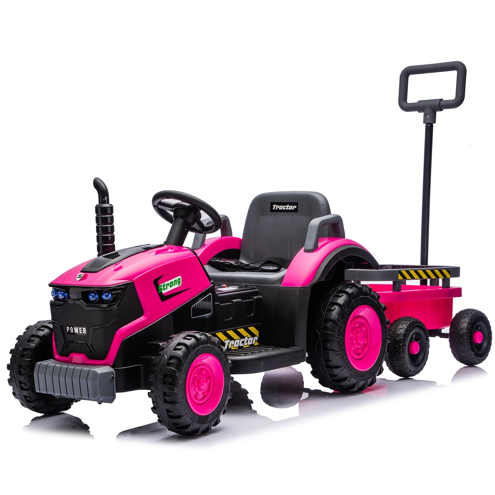 Kids Electric Farm Tractor Ride On Car 12V with Trailer Lights Music Age 3-6