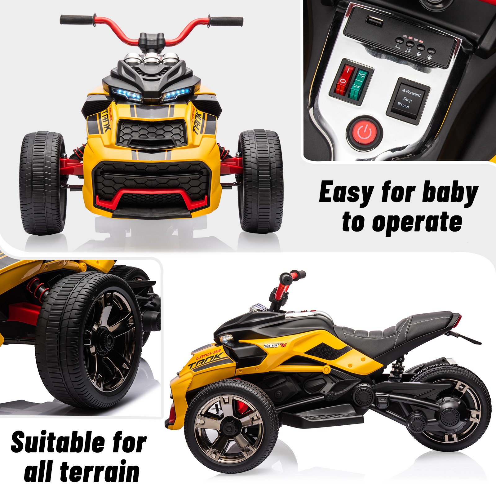Kids Electric ATV 12V 7Ah Battery 55W Dual-Motor 7mph EVA Tires Outdoor Toy