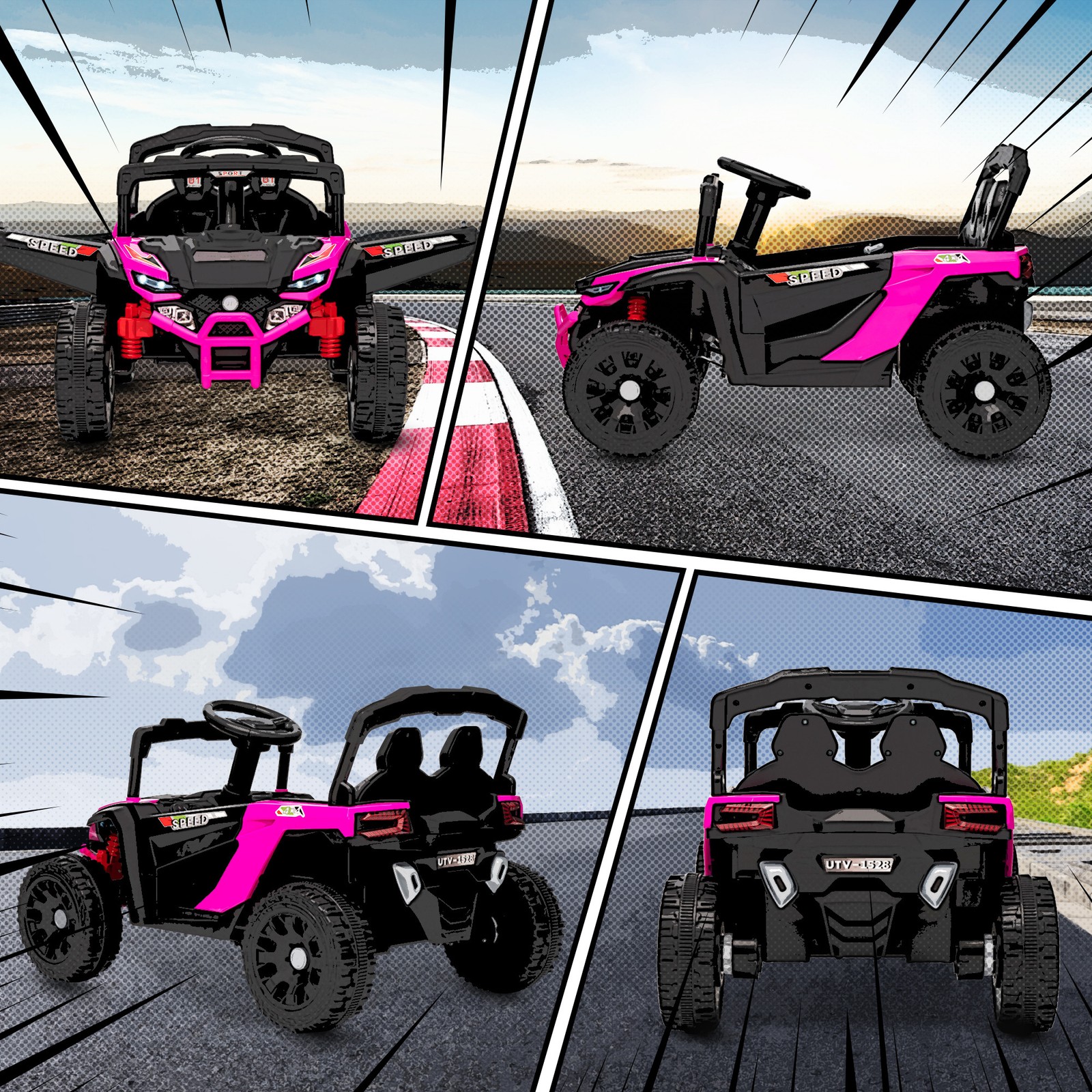 12V Kids Ride On Truck with Dual Motors for 3-5 Boys Girls, Pink