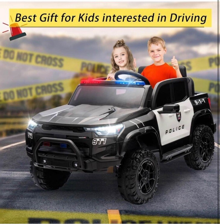 24V 10Ah Two-Seater Kids Ride on Police Pickup