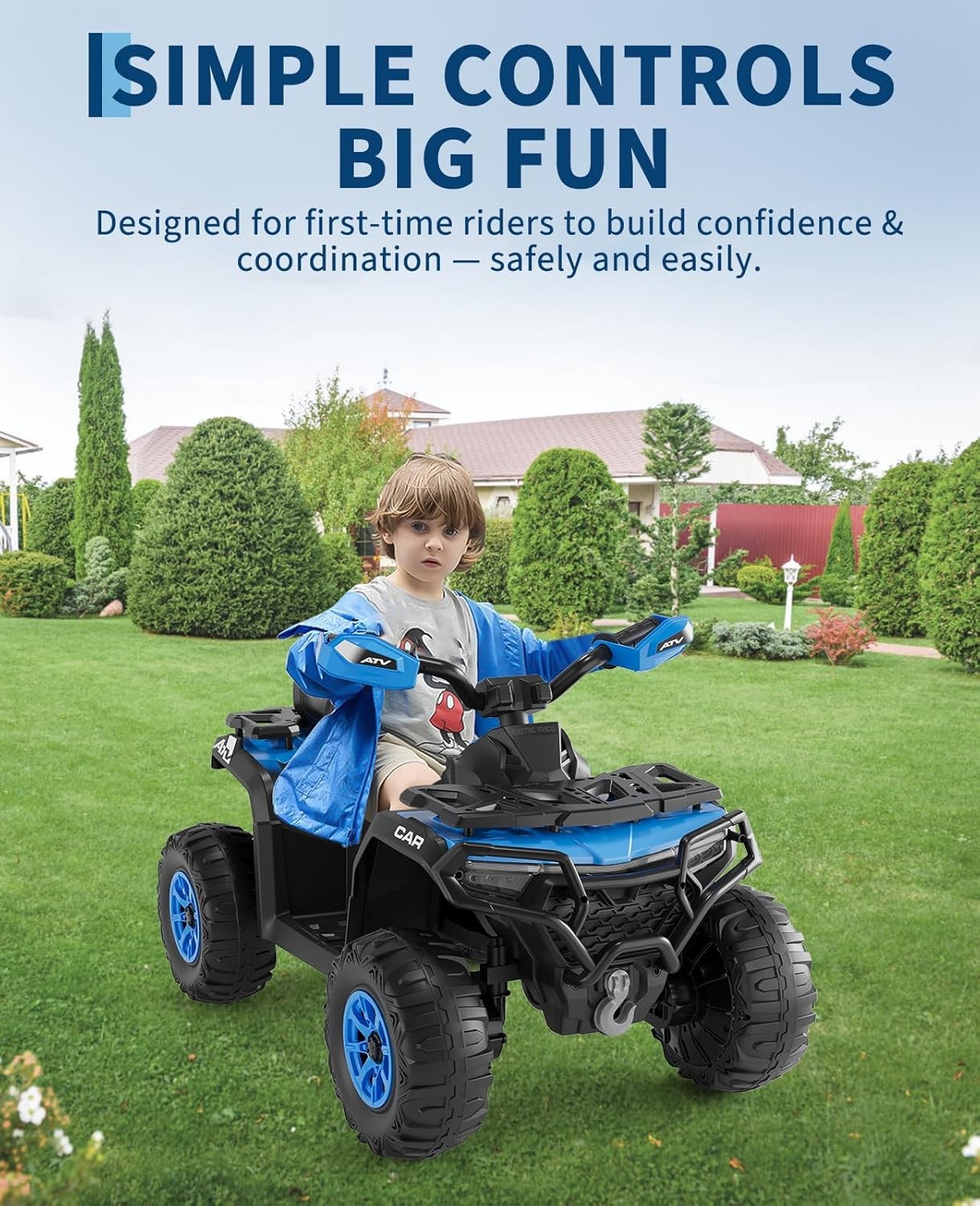 12V Kids 4 Wheeler ATV Quad Car Off-road Ride on Toy w/ LED MP3 2X35W Motor Blue