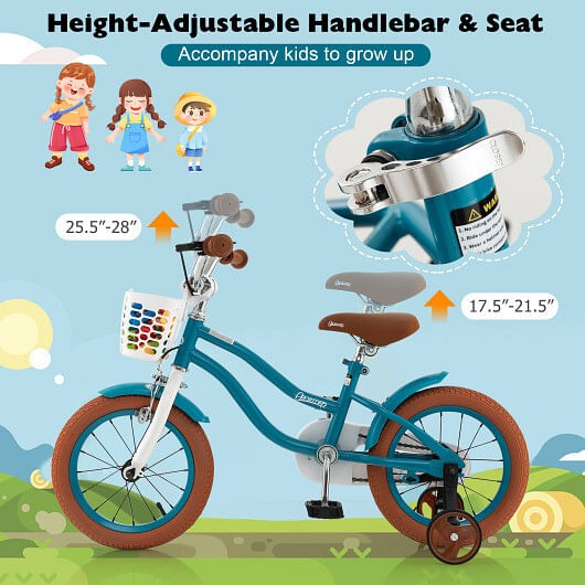 12 Inch Kids Bike Adjustable with Removable Basket for 3-4 Years Old-12 inches –