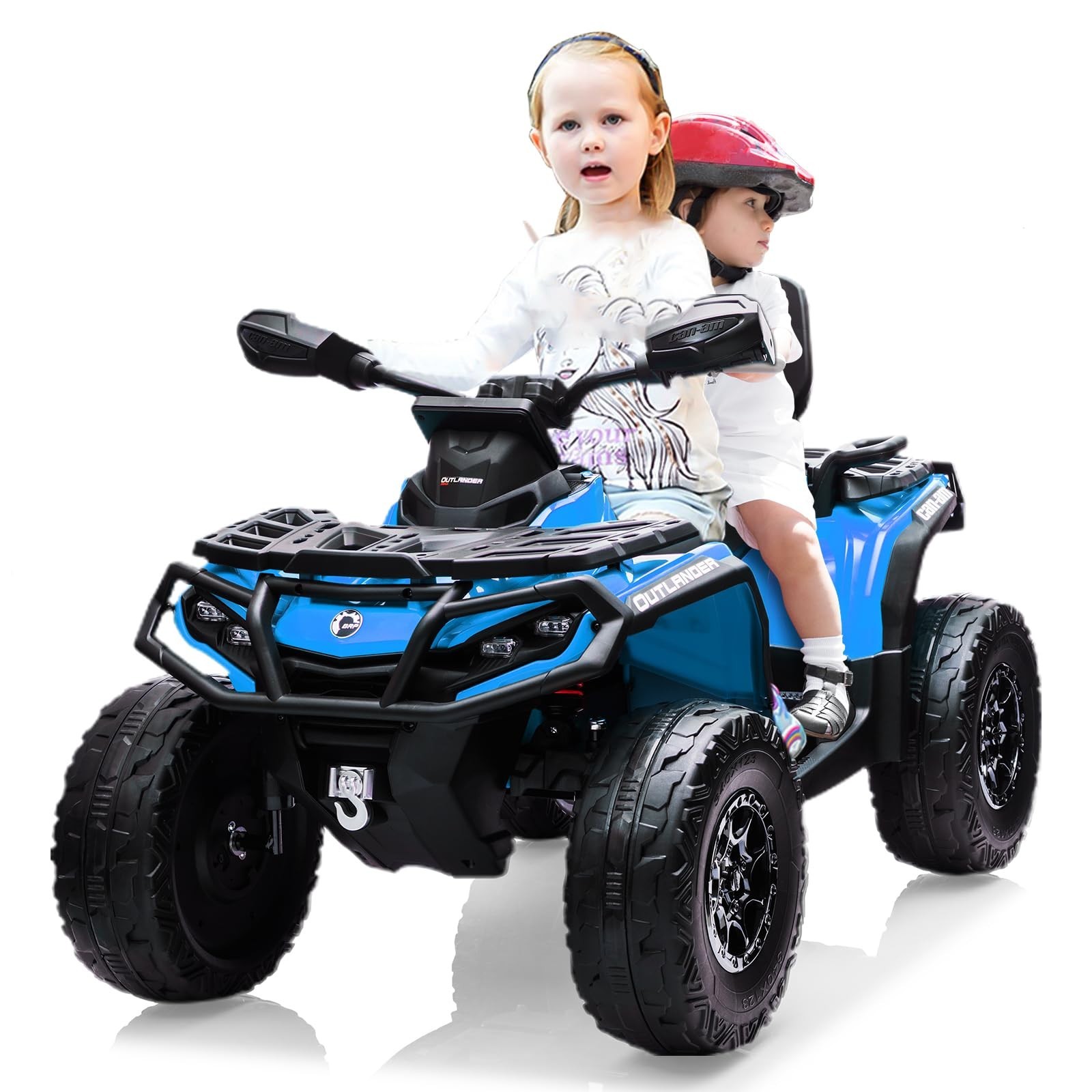 24V Kids Ride On Car Toy Car Electric ATV 2 Seaters Leather Seat LED Light Music
