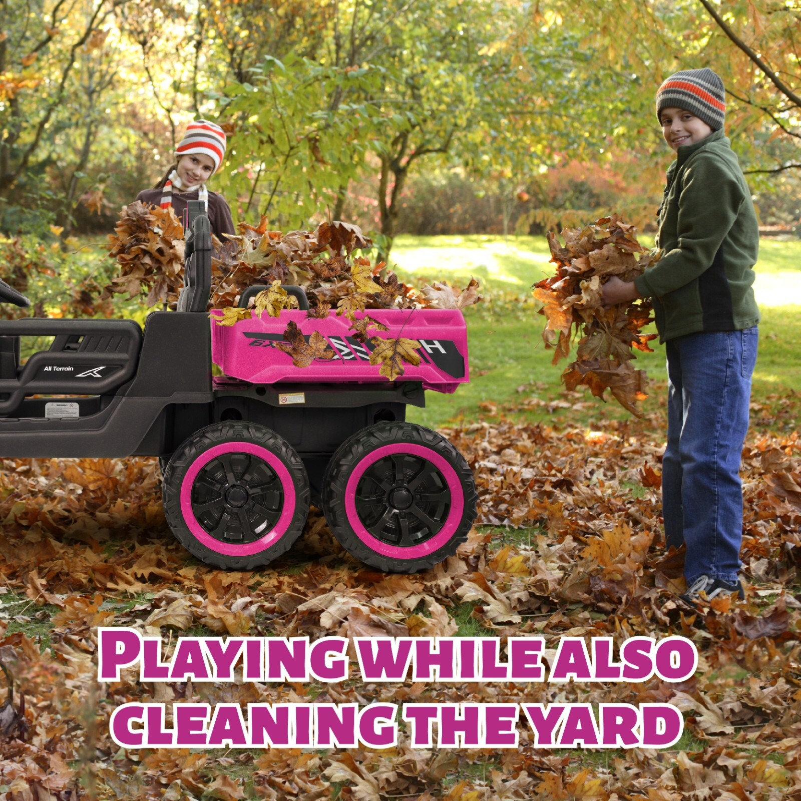 Pink Kids 2 Seater Ride on Car 24V Electric Dump Truck 4WD UTV w/Parental Remote