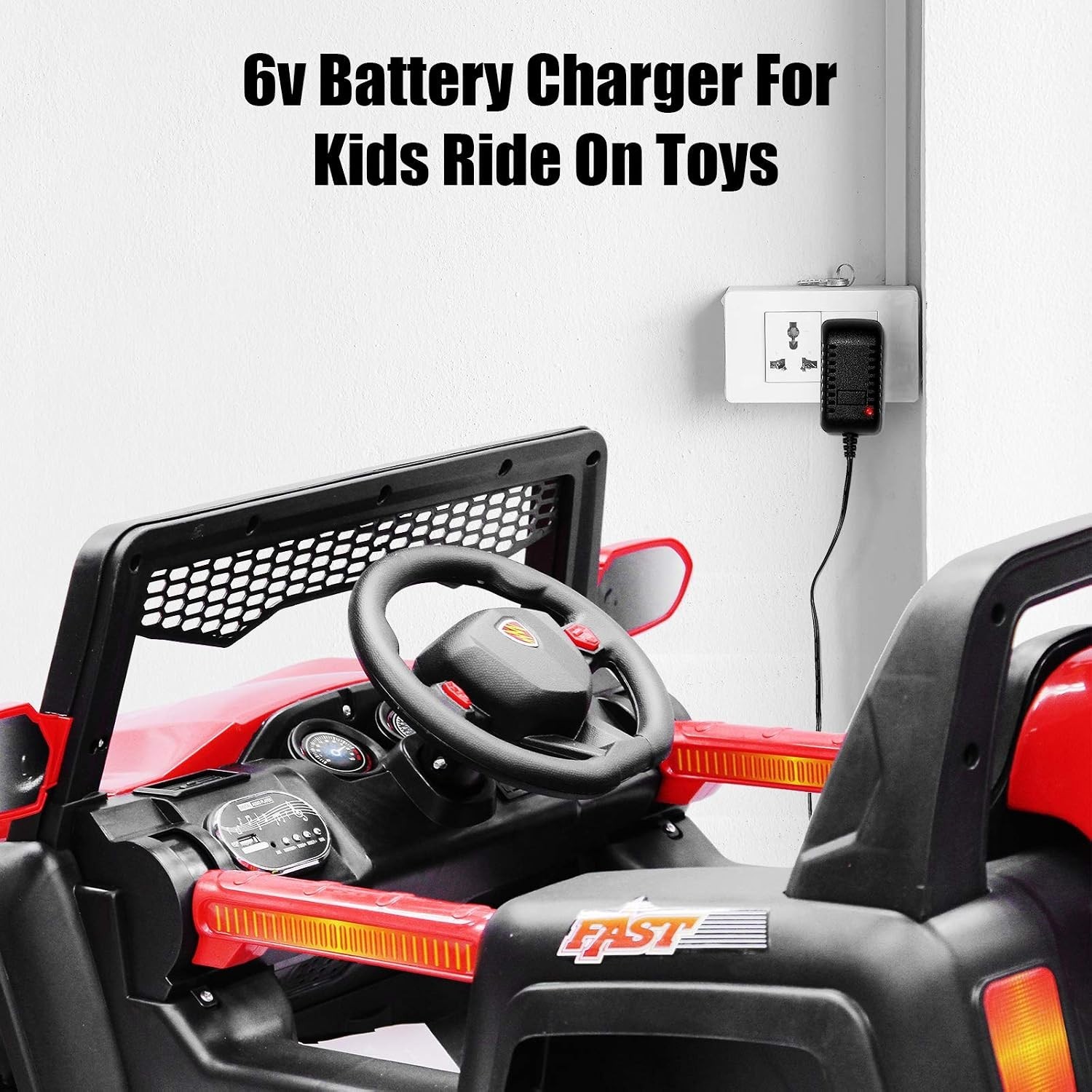 6V Charger for Kids Ride-On Cars with Indicator Light & Safety Features