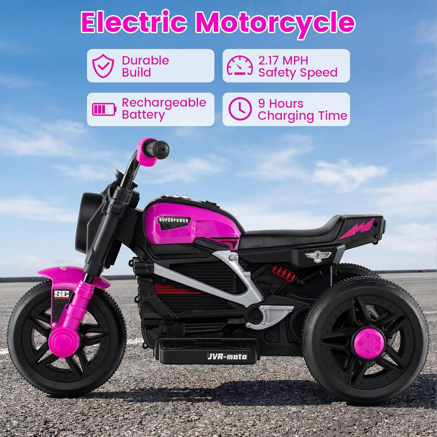 6V Kids Motorcycle with Forward & Reverse Switch, Headlight, Horn, Music, Story,