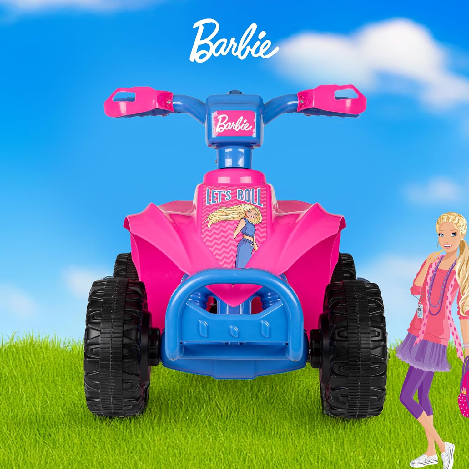 Barbie – 6V ATV Quad for Kids, Powerful and Safe Ride-On Toy with Rechargeable B