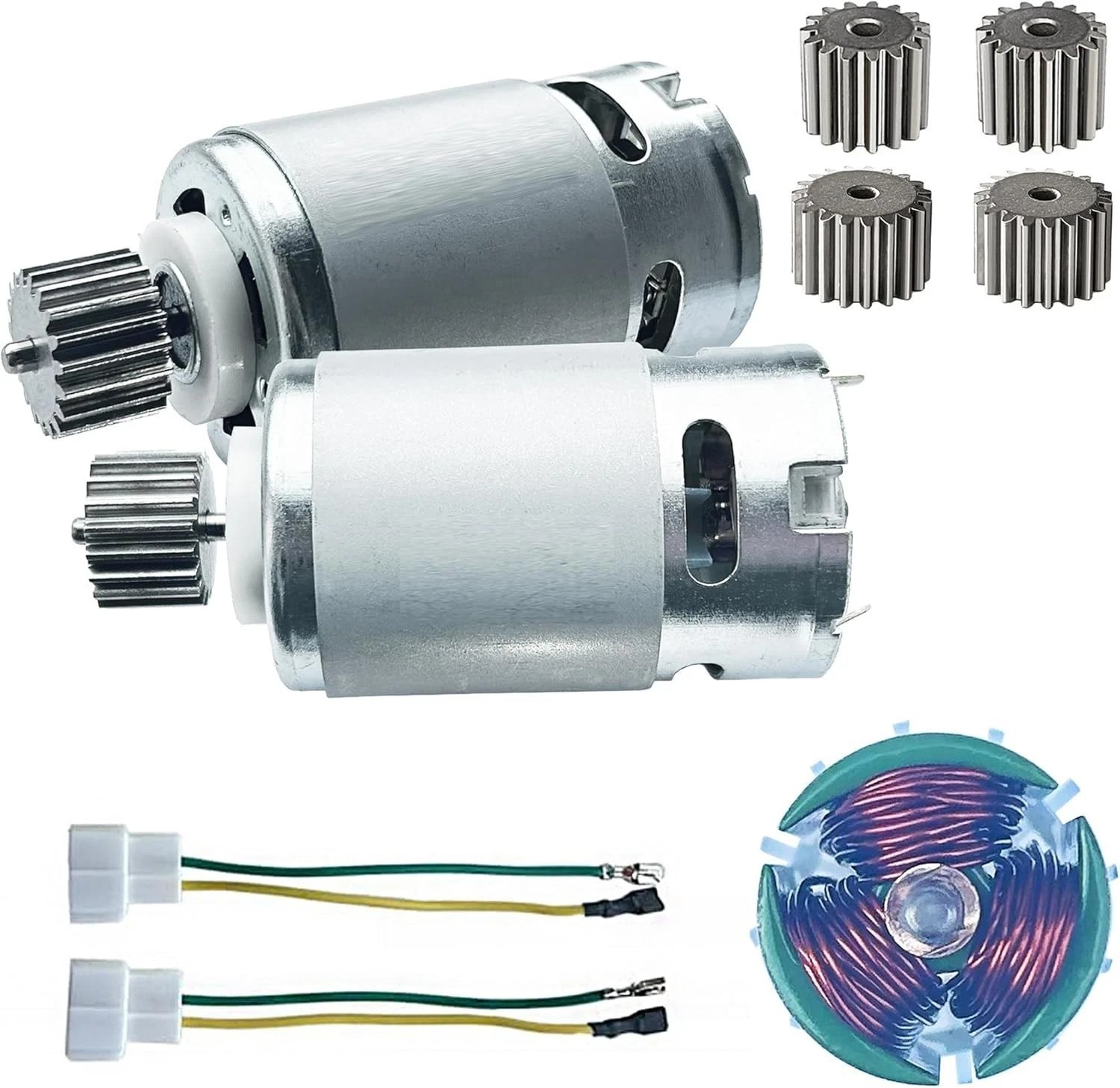 2PCS 24 Volt RS555 35000RPM High-Speed 7R Motor 15T for Fisher Price Power Wh…