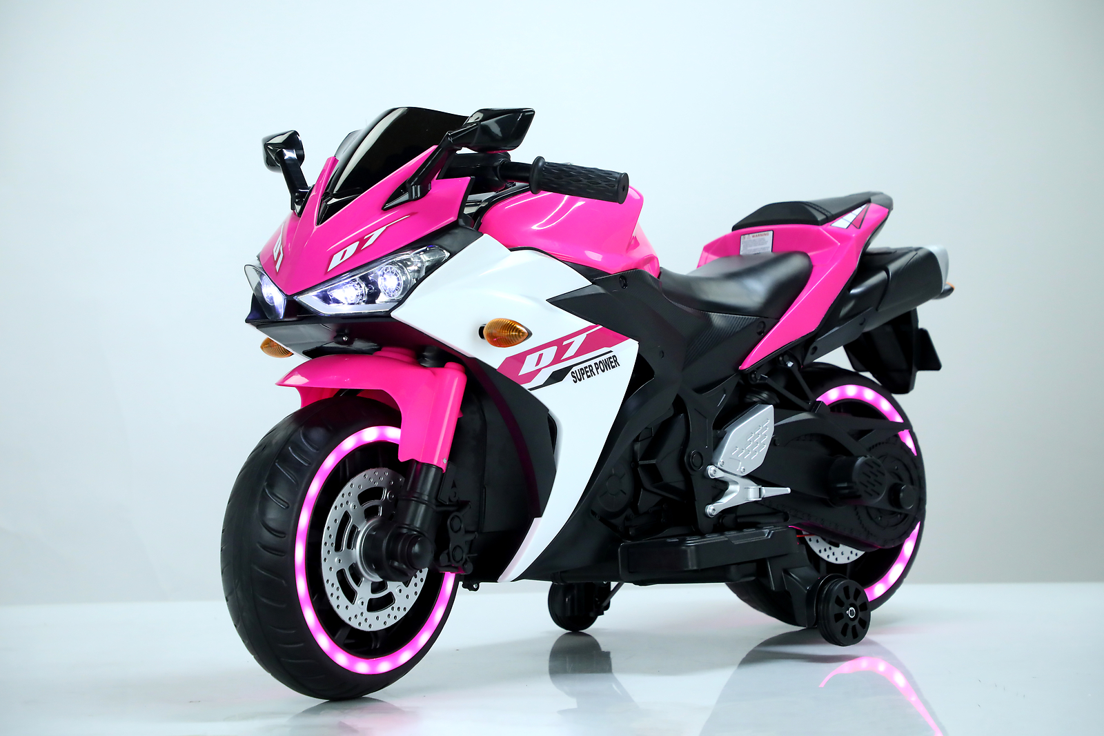 Kids Electric Ride on Motorcycle with Training Lighting Wheels Manual Throttle