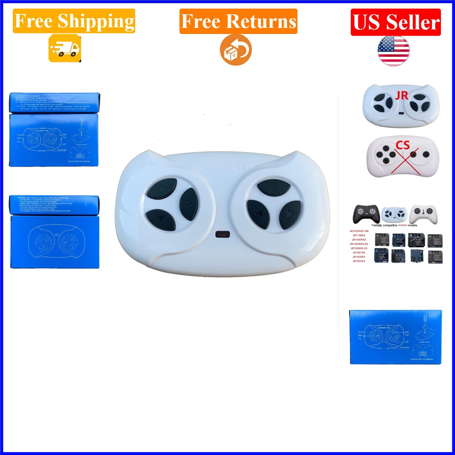 2.4G White Bluetooth RC for Kids Electric Ride-On Car, Replacement Part