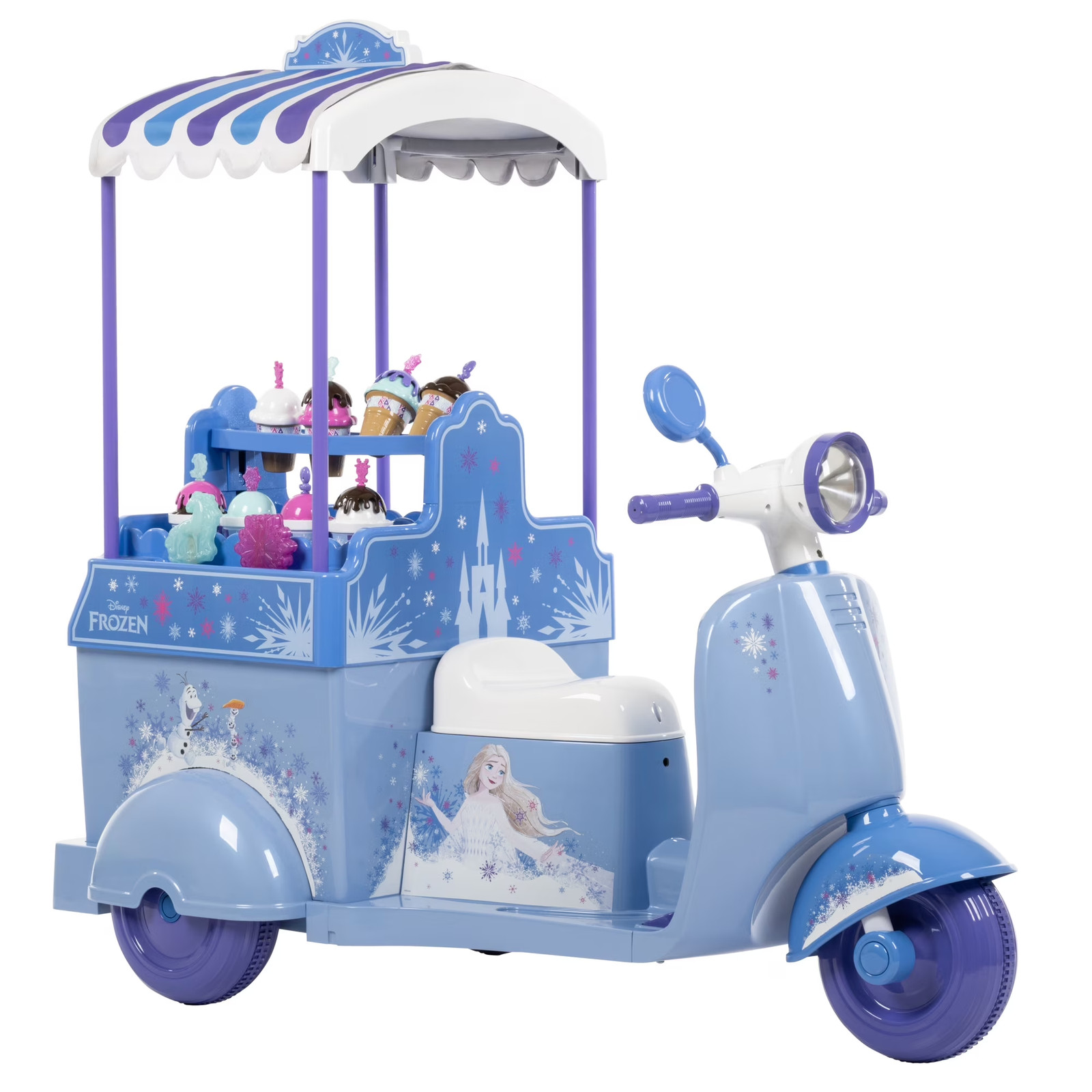 Kids Ride On Toy Disney Frozen Elsa Scooter Ice Cream Cart Motorcycle 6V