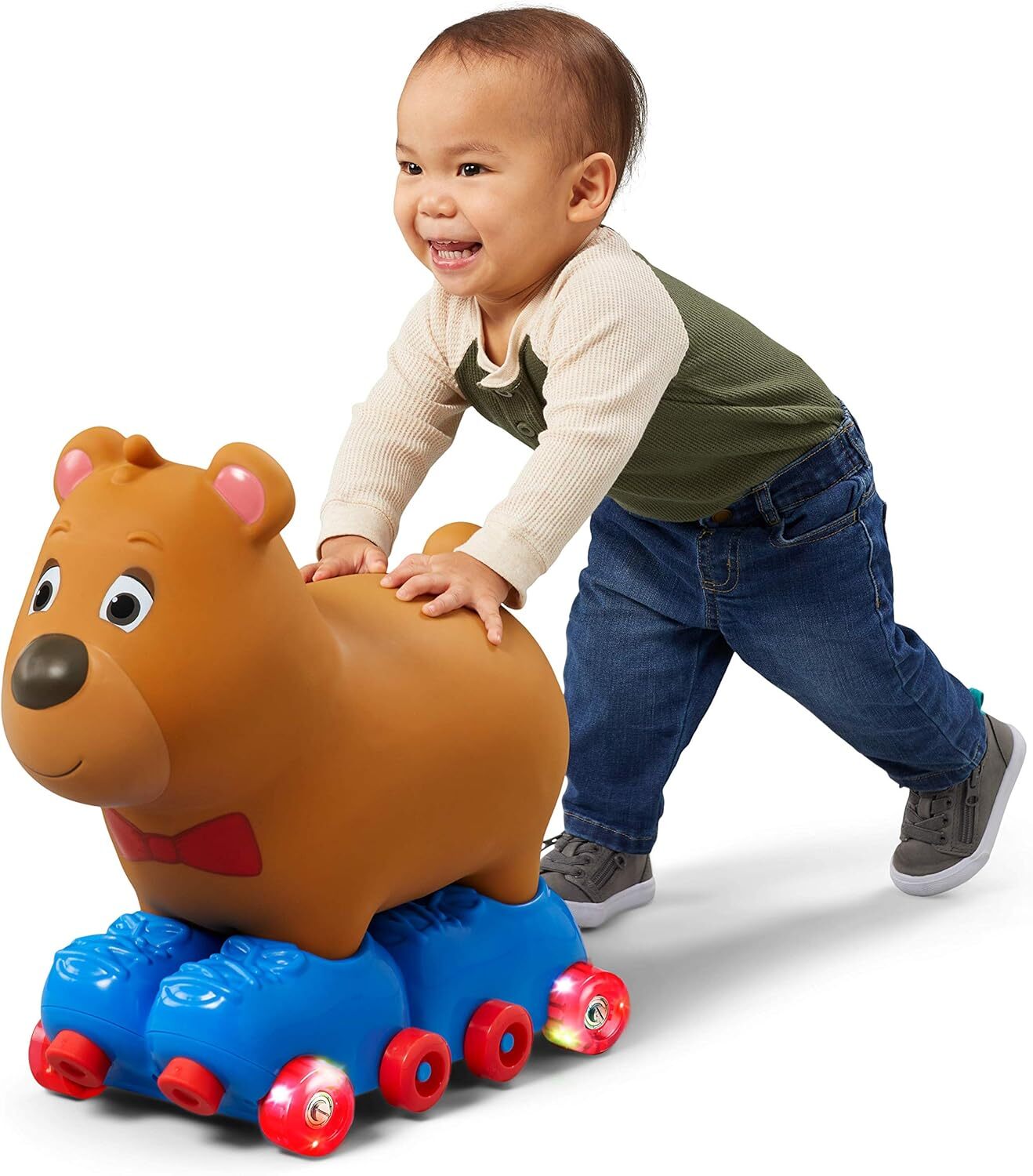 Silly Skaters Bear Toddler Foot to Floor Ride on Toy, Kids 1-3 Years Old, Soft a