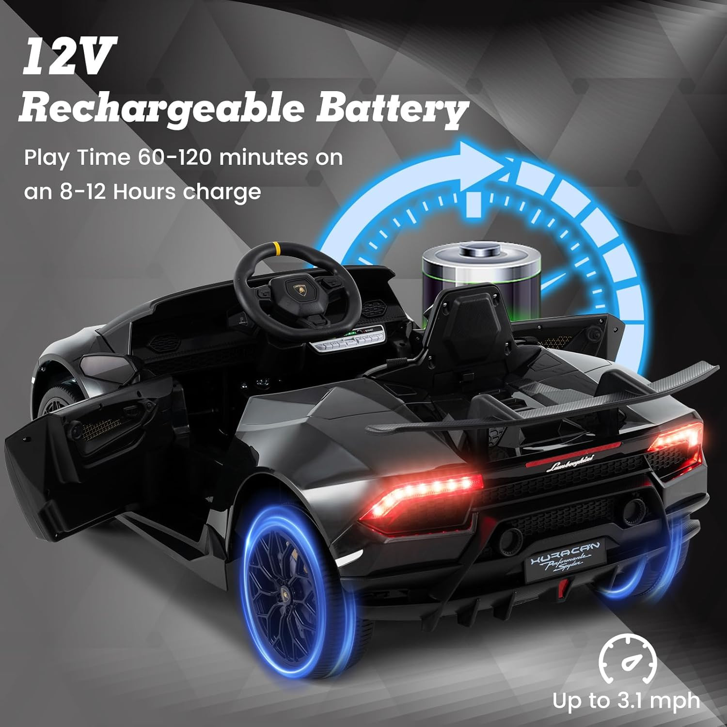 Licensed Lamborghini Huracan Ride on Car by , 12V Kids Electric Vehicle Battery