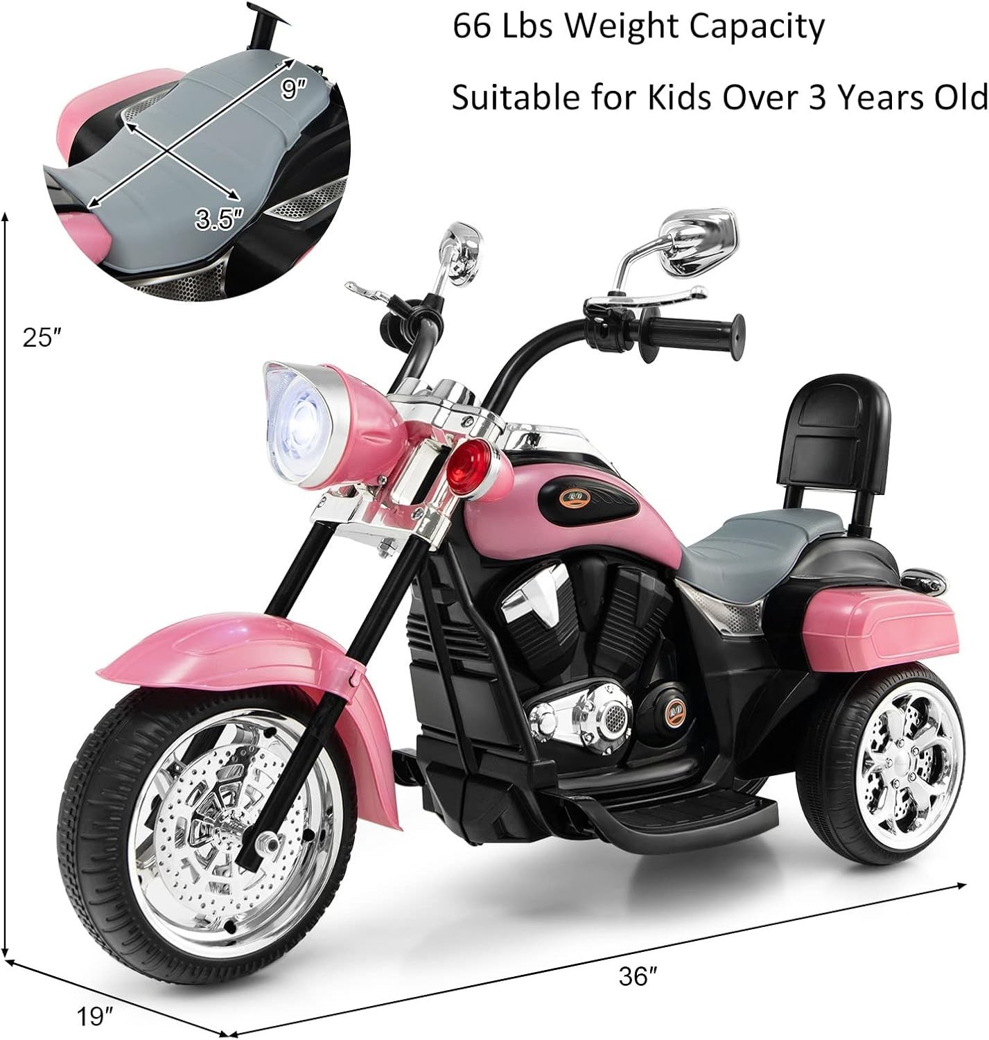 Electric Toddler Motorcycle with Adjustable Headlight