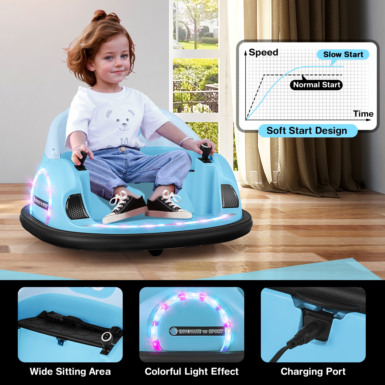 12V Electric 360° Spin Car Toy Ride on Bumper Car for Toddlers w/ Remote Control