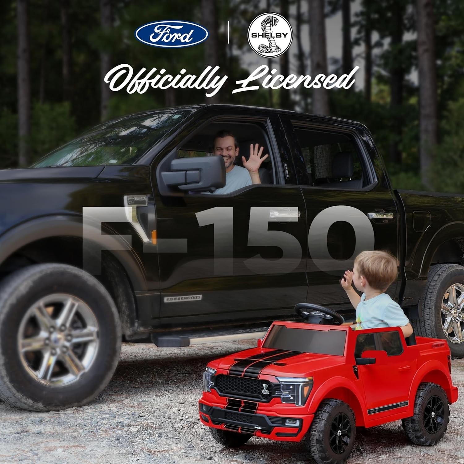 Hikiddo Licensed Ford Shelby F-150 Kids Ride on Car Truck, 12V Toddler Electric