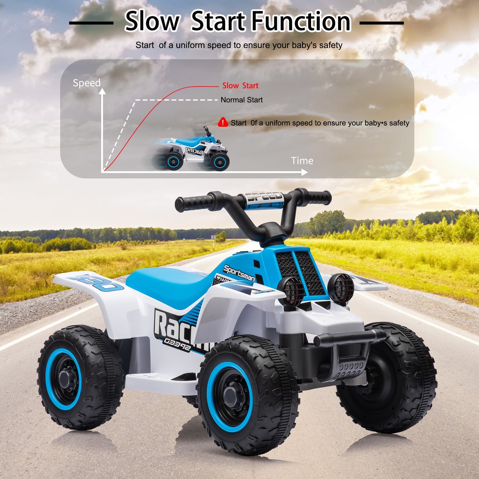 Ride On Car Toys for Kids Electric ATV Off-Road Quad with 6V Battery Powered