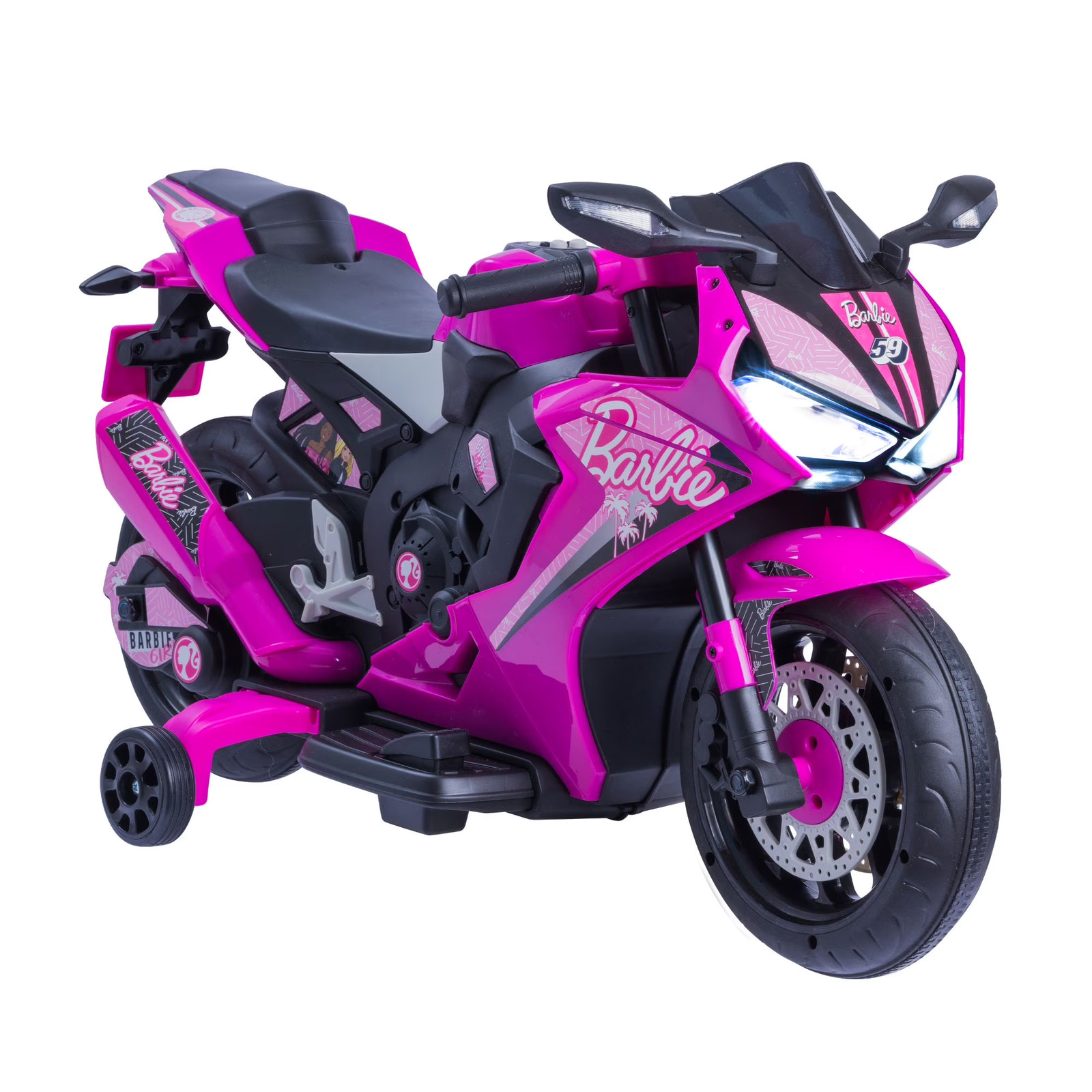 Kids Ride On Toy Pink Barbie Motorcycle 6V Battery Powered Sounds and Lights
