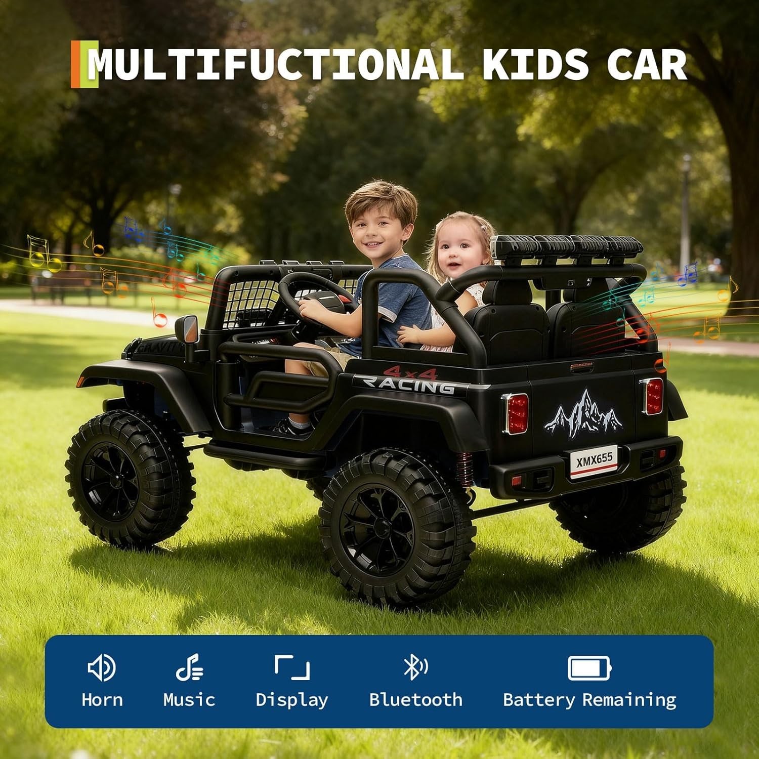 24V Ride on Car for Kids,2 Seater Electric Truck, Electric Vehicle for 3-8 Years