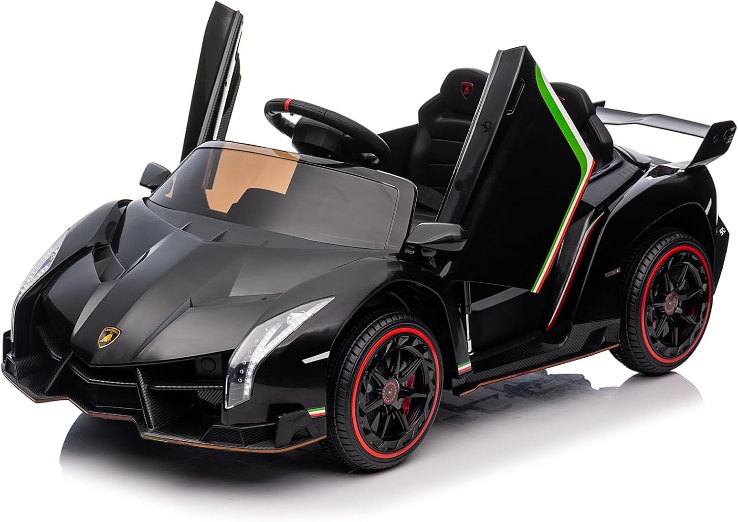 12V Licensed Lamborghini Veneno Electric Ride on Car Toy for Kid Toddler, Black