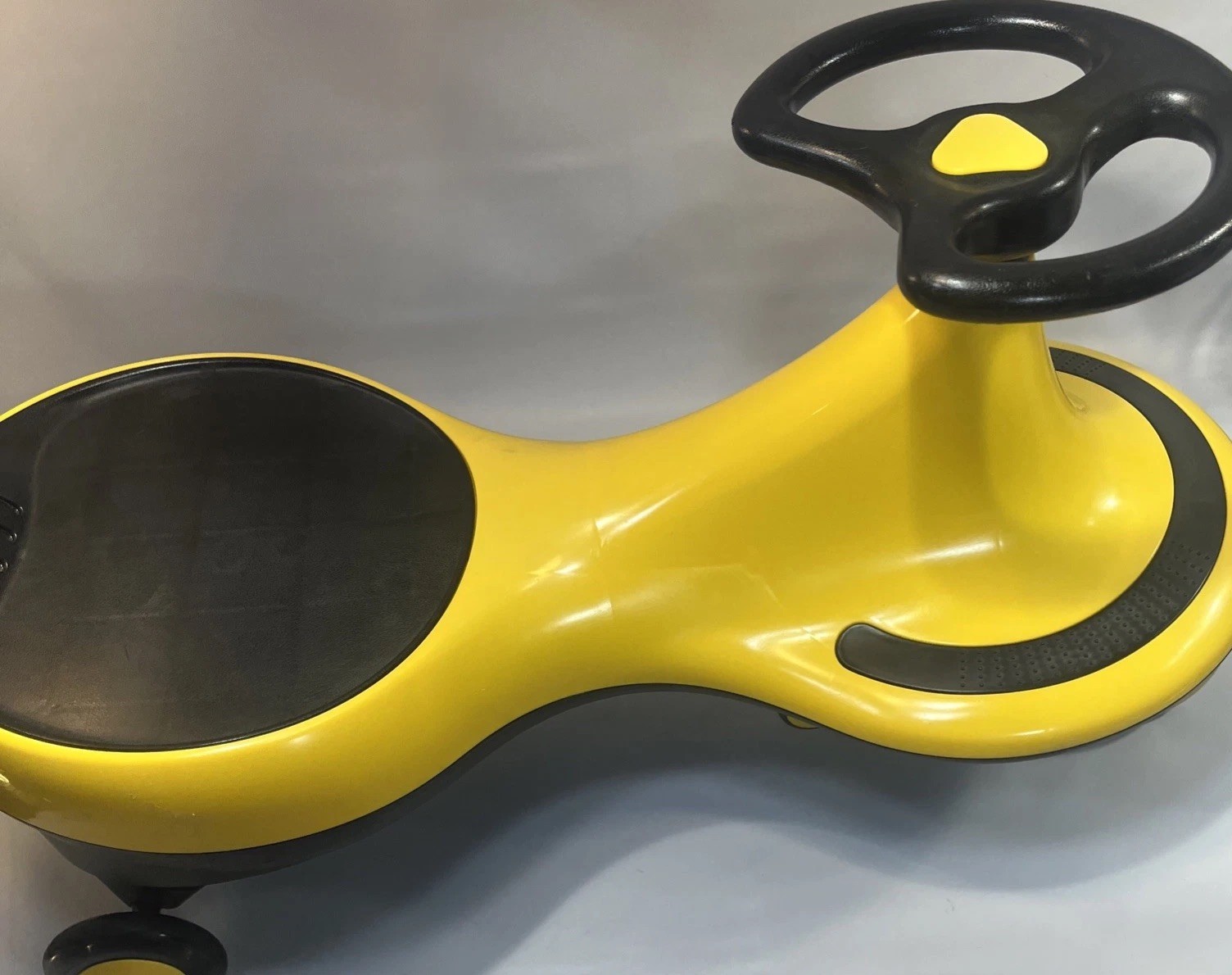 Kids Wiggly Ride-On Yellow Car Toy Light Up Wheels Ride Vehicle