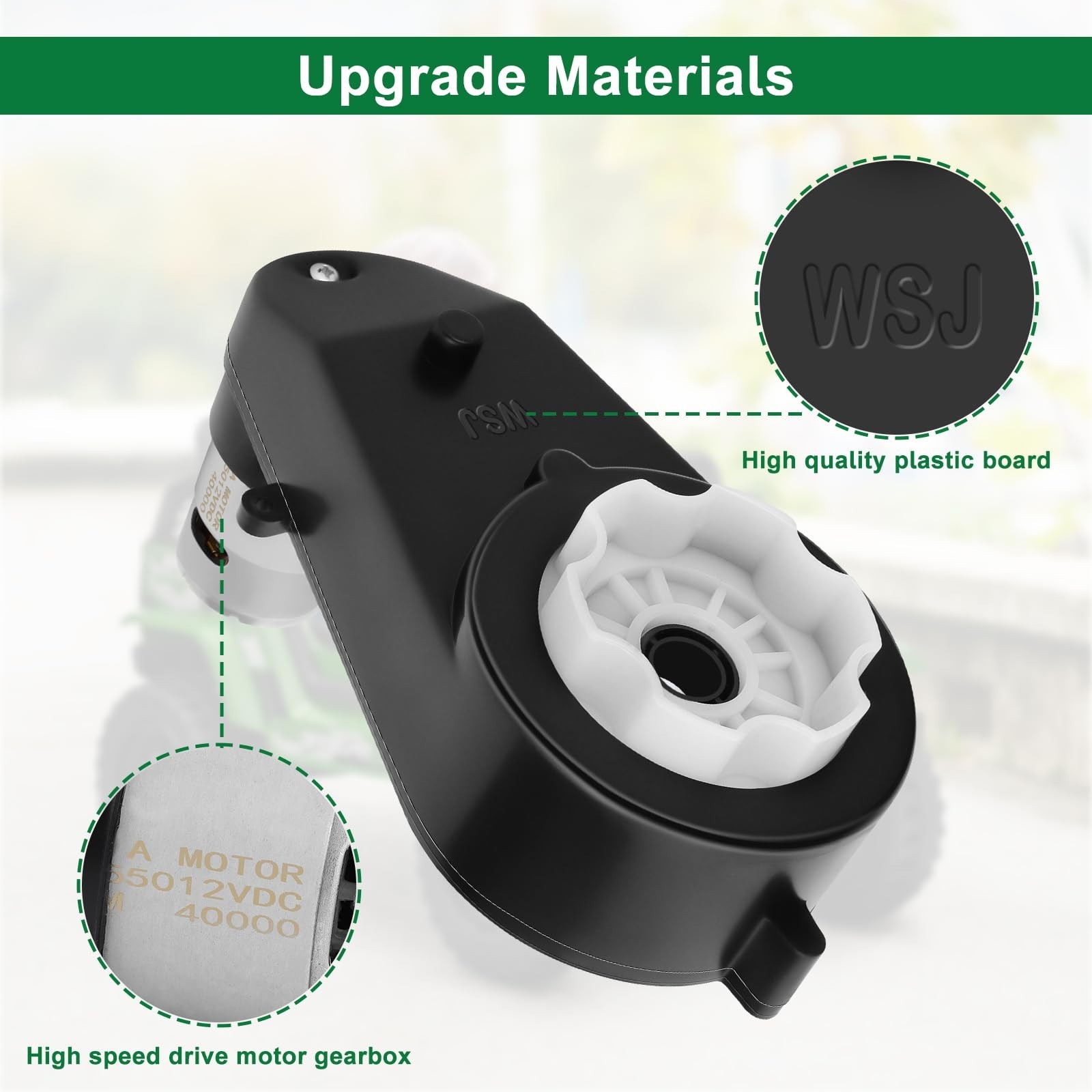 12V Electric Motor Gearbox for Kids Ride-On Cars, High Speed 40000RPM Upgrade Pa