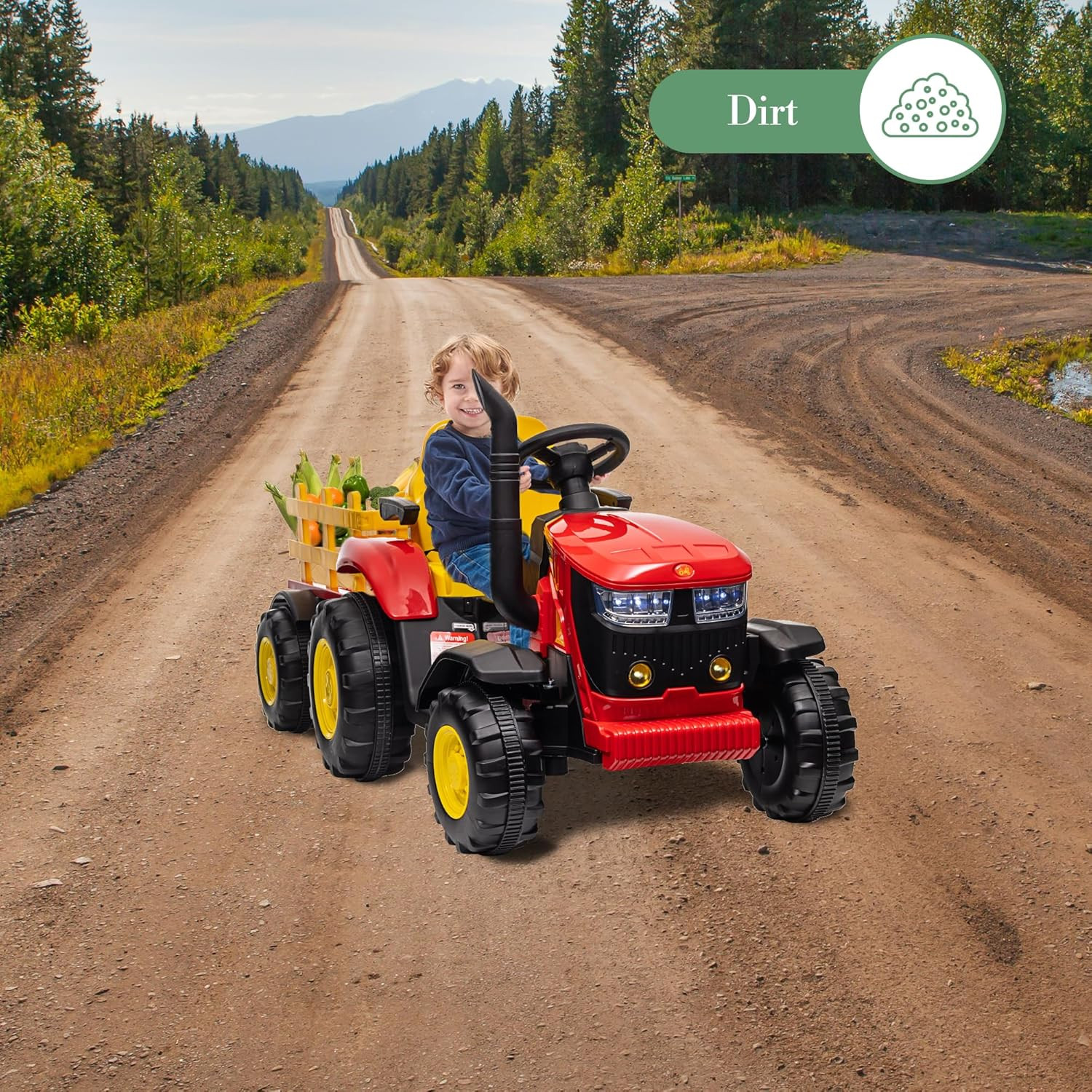 12V Battery Powered Kids Ride on Tractor with Remote Control – 35W Dual Motors,