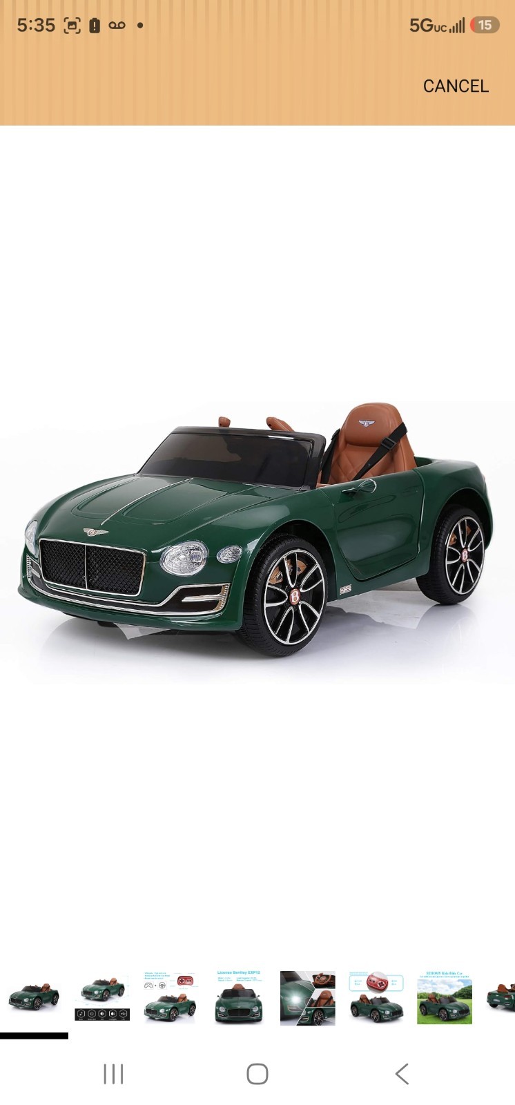 Full Assembled, Gently Used Bentley Green Battery Powered Ride-On Car
