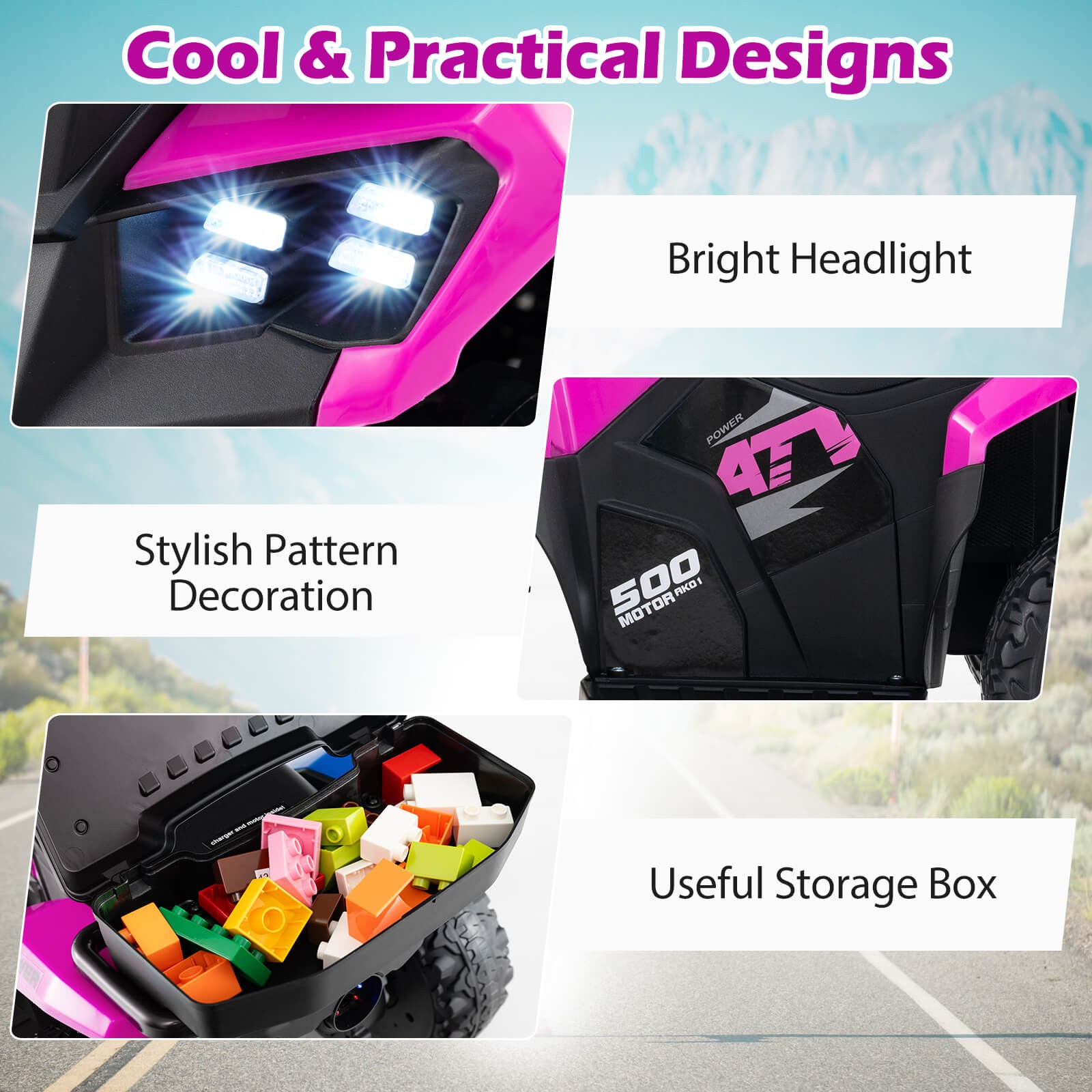 6V Kids Ride On ATV w/ Music & Spray Function USB Port Storage Box Toy Car