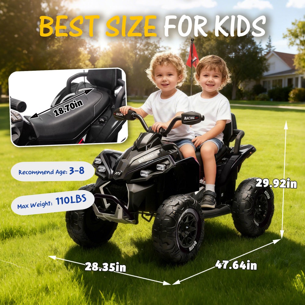 24V Kids Electric ATV with Parent Control Bluetooth Music Lights for Ages 3-12