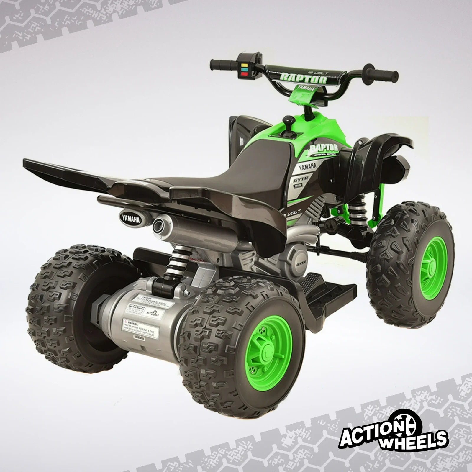 Yamaha Raptor ATV 12V All-Terrain Battery-Powered Ride-On, Green, Ages 3+