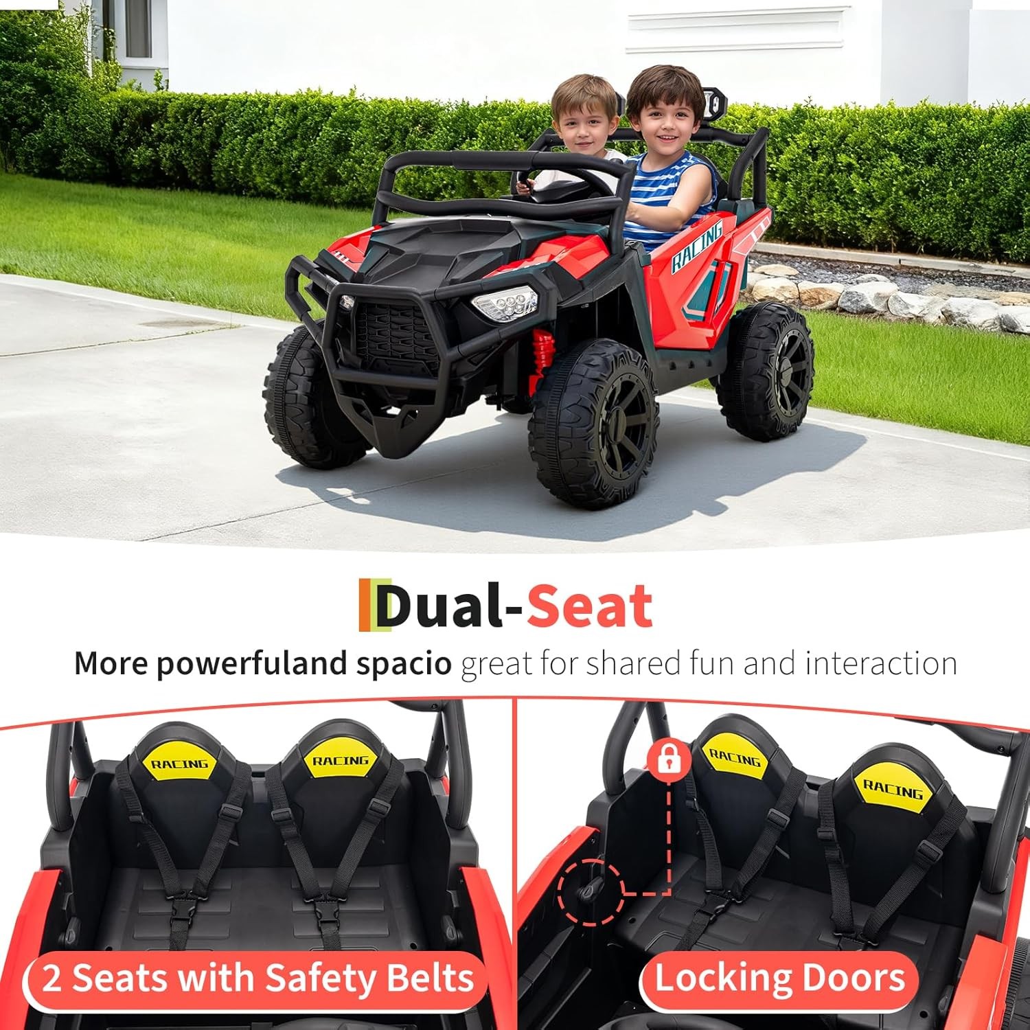 2 Seater Ride on Electric Car 24V Ride on Toys for Big Kids with Remote Control