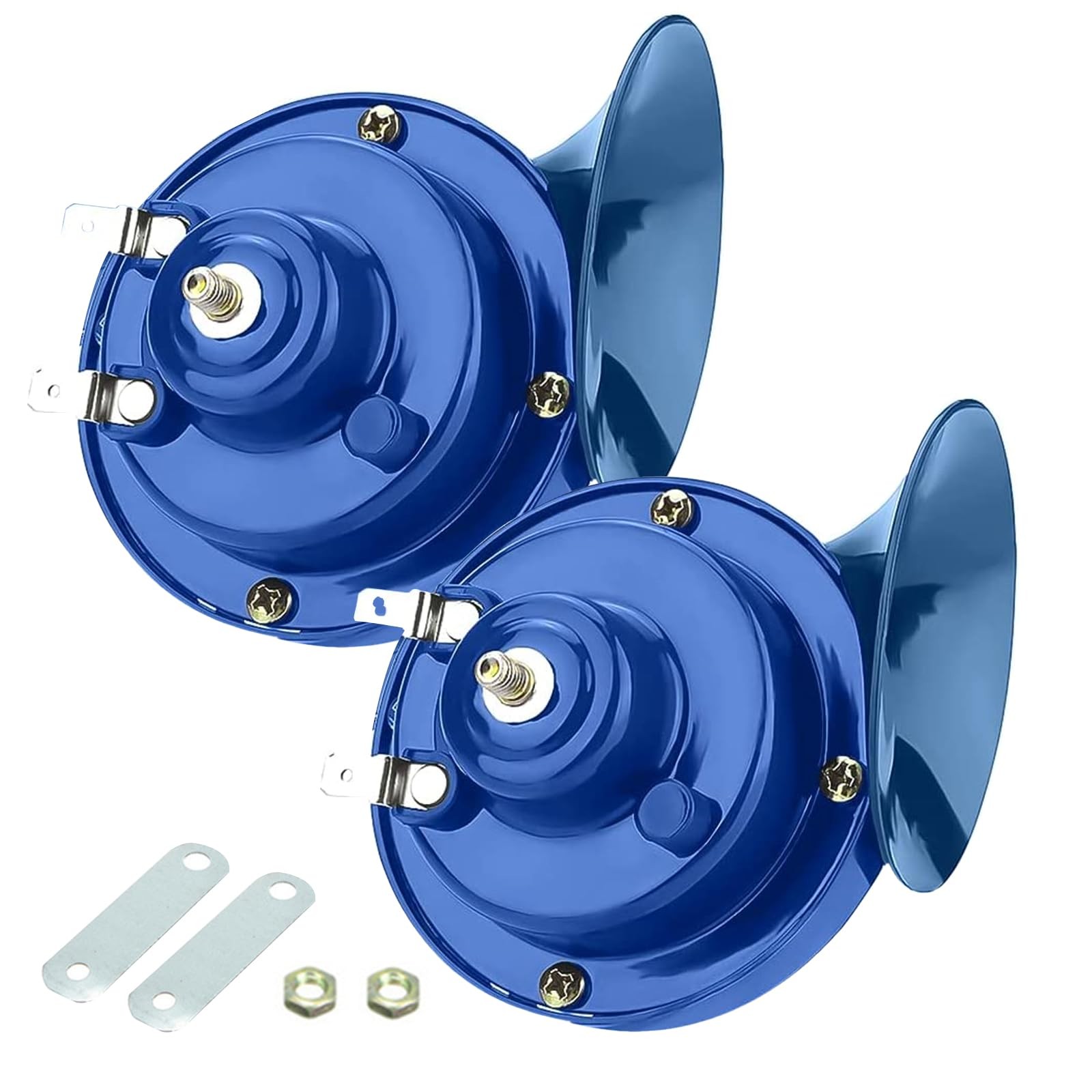2 Pack 300DB Super Loud Train Horn, 12V Waterproof Electric Snail Horn, Blue