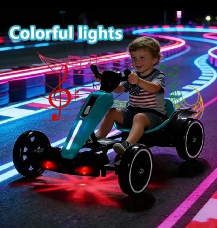 12V Electric Kids Pedal Go Kart,Folder Go Kart,Outdoor Ride On Toy With Adjustab