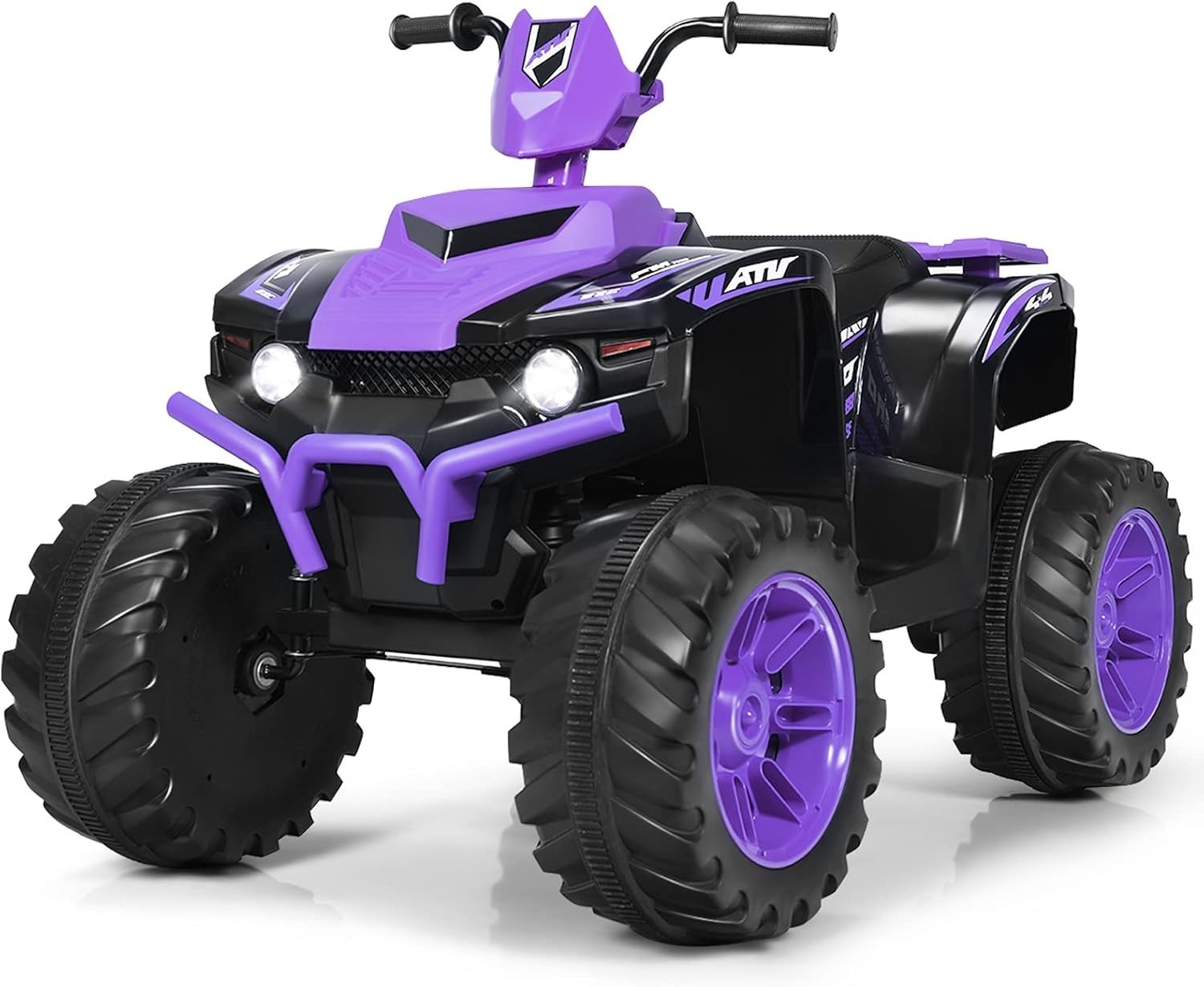 Costzon Kids ATV, 12V Battery Powered Electric Vehicle w/LED Lights, High & Low,
