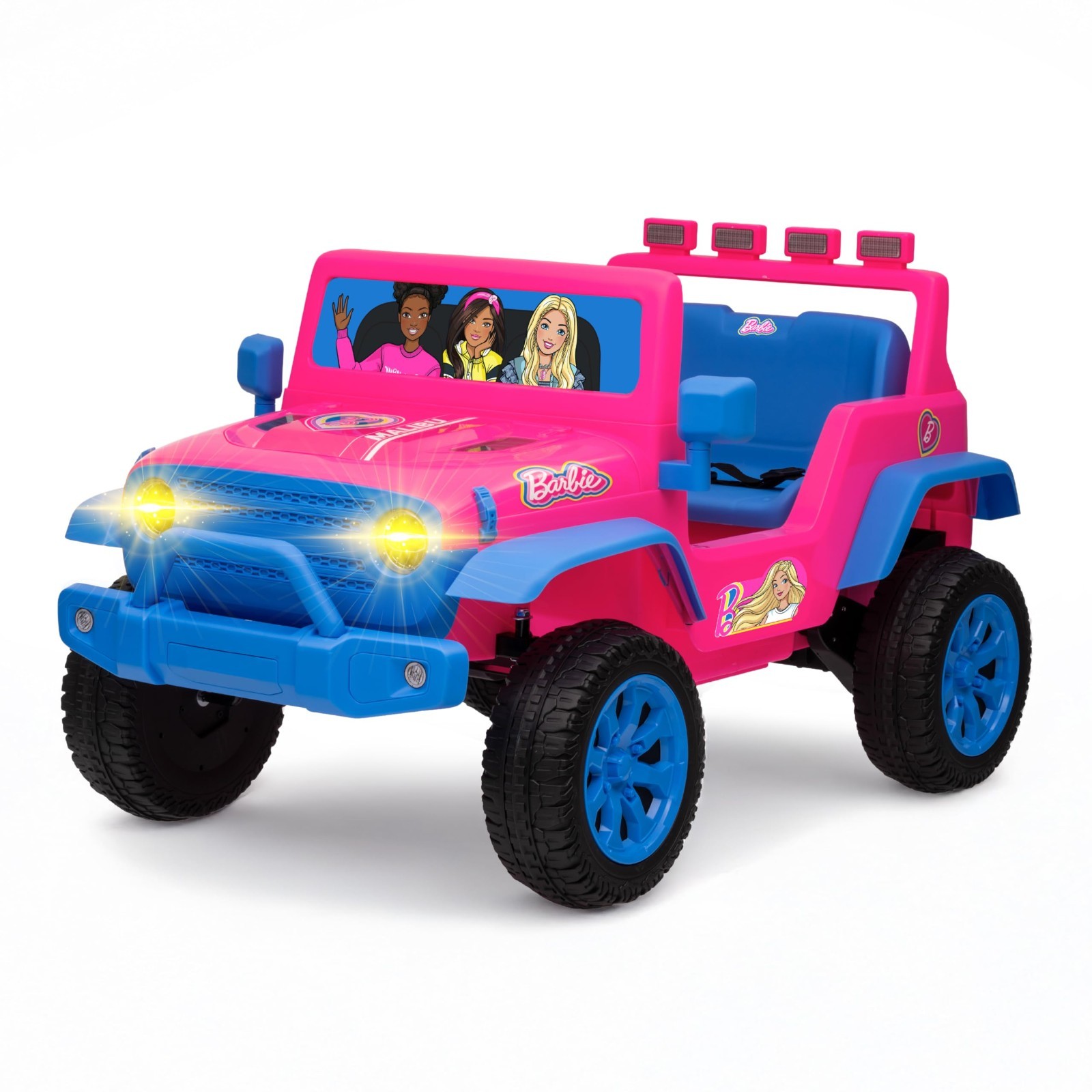 12V Kids Ride-On Car with Rechargeable Battery, LED Lights, Press-Button Start,