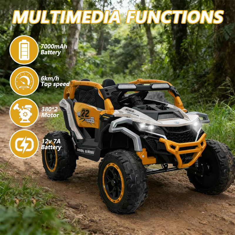 12V Ride on Models Truck Car 2 Seater UTV For Age 3-6 Years Old Yellow+White