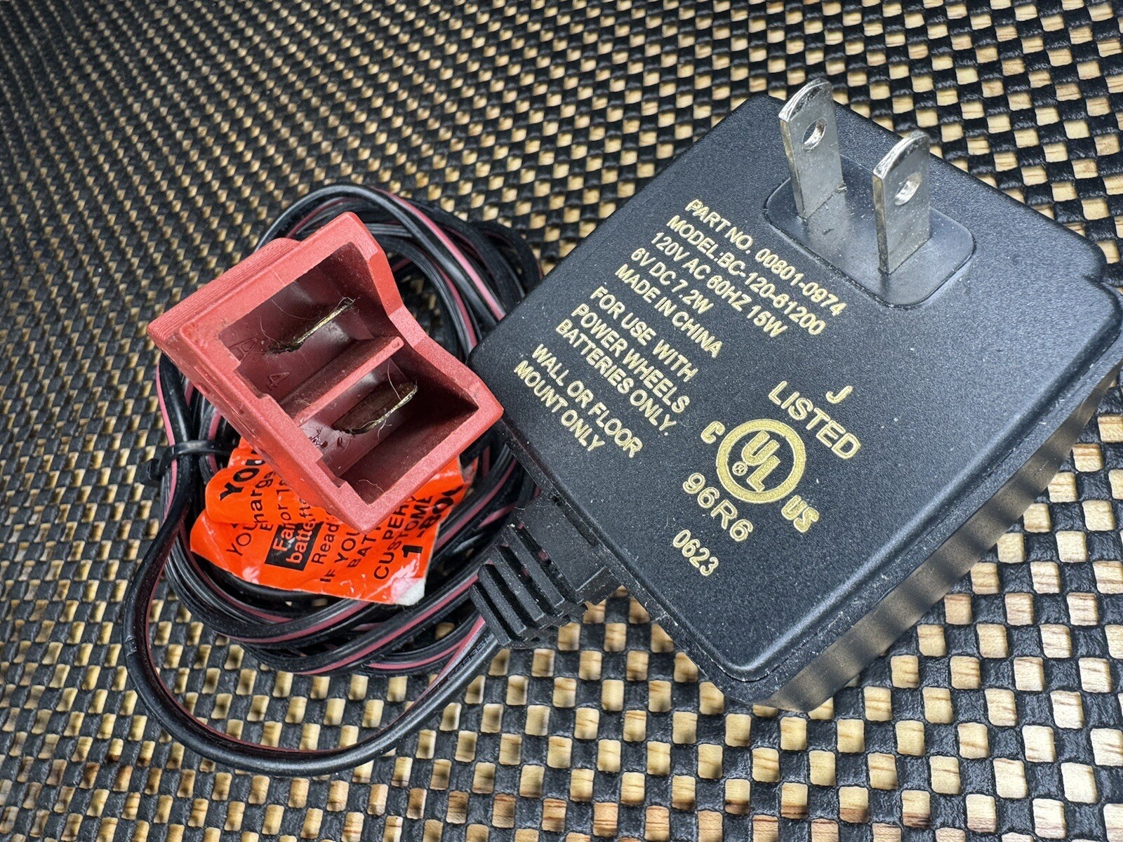 Powerwheels OEM Charger – Model BC-120-61200 6-volt 7.2 Watt