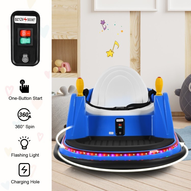 12V Battery Kids Ride On Electric Bumper Car Gift Toddlers with Flashing Lights
