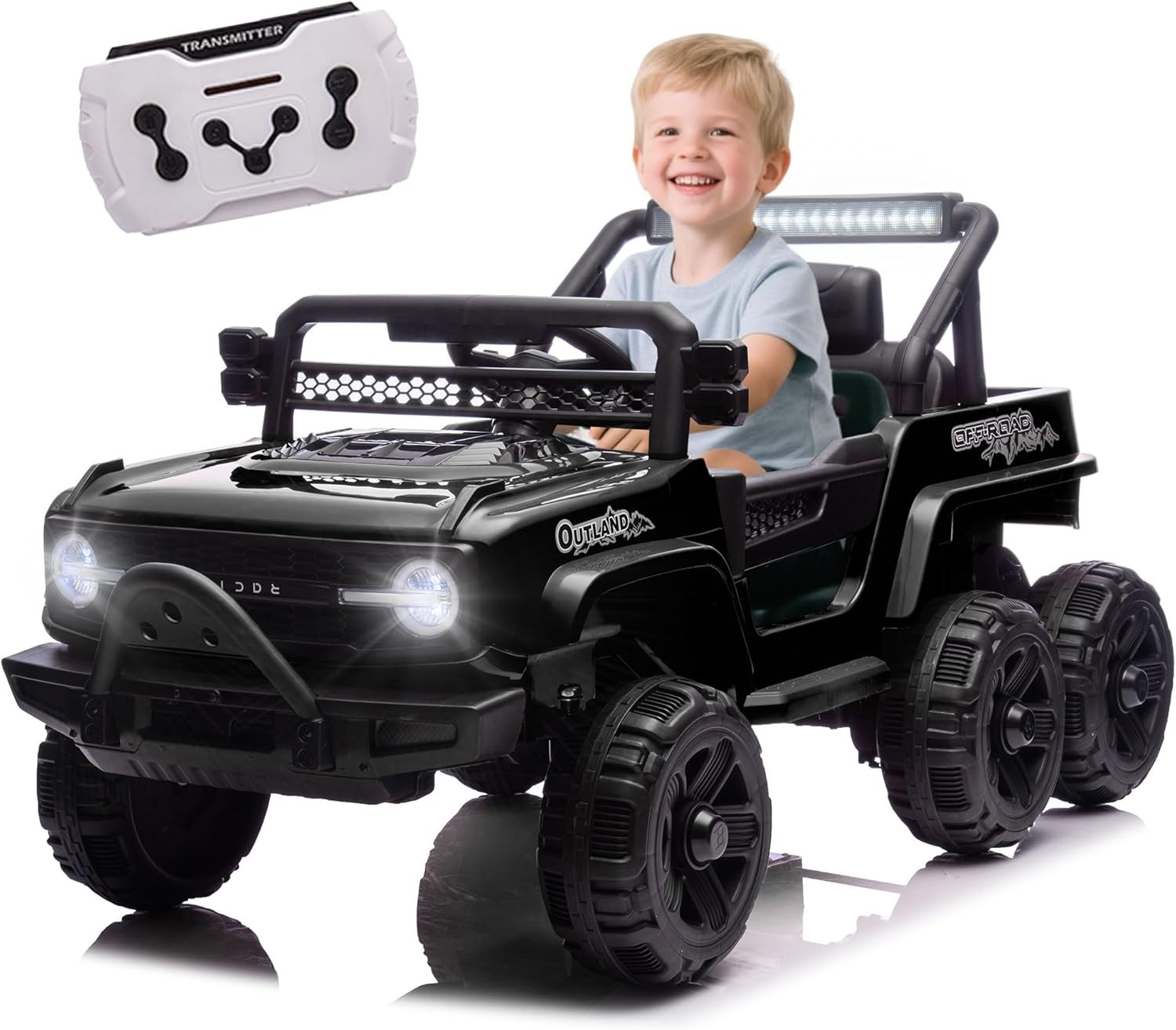 12V Kids Electric Car 6 Power Wheels Ride on Jeep Truck Toy with Remote Black